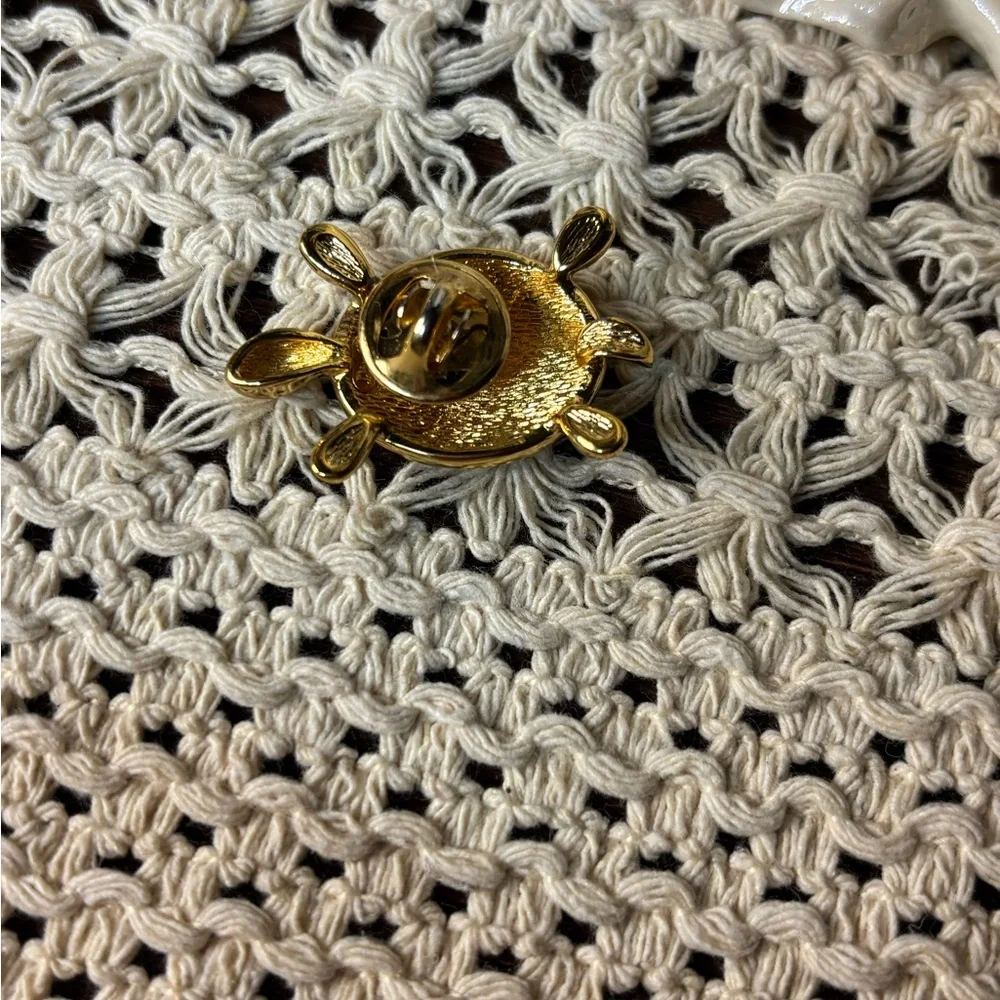 Vintage Christian Dior Turtle Brooch Gold Figural Designer Pin | AS-IS - Picture 5 of 9
